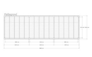 Douglas overkapping, 307 x 986 cm + wand zwart, Verando, Living